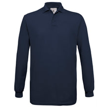 Load image into Gallery viewer, B&amp;C Mens Safran Long Sleeve Cotton Polo Shirt (Navy)