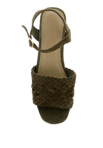 Tasha Khaki Block Heel Sandal