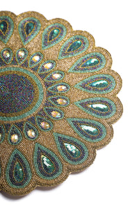 Peacock Beaded Placemats, Set of 2
