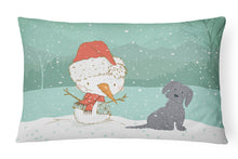 Load image into Gallery viewer, 12 in x 16 in  Outdoor Throw Pillow Black Maltese Snowman Christmas Canvas Fabric Decorative Pillow