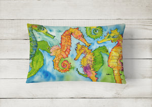 12 in x 16 in  Outdoor Throw Pillow Seahorse Canvas Fabric Decorative Pillow