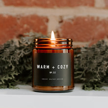 Load image into Gallery viewer, Warm And Cozy Soy Candle - Amber Jar - 9 Oz