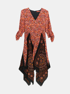 Altuzarra Women's Deep Teal 1/4 Sleeved Floral Silk Dress