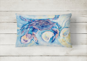 12 in x 16 in  Outdoor Throw Pillow Crab and oyster Canvas Fabric Decorative Pillow