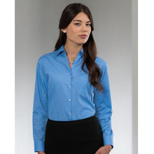 Load image into Gallery viewer, Russell Collection Ladies/Womens Long Sleeve Poly-cotton Easy Care Poplin Shirt (Corporate Blue)
