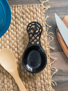 Cast Iron Rooster Spoon Rest, Black