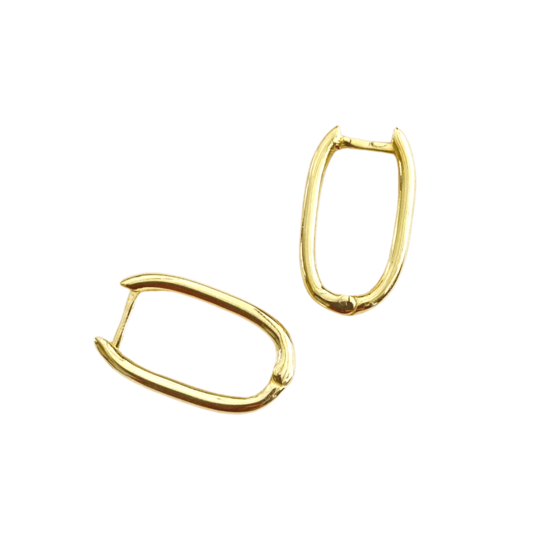 Oval Rectangular Sterling Silver Hoop Earring
