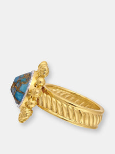 Rise & Shine Turquoise & Diamond Detachable Sun Ring In 14K Yellow Gold Plated Sterling Silver