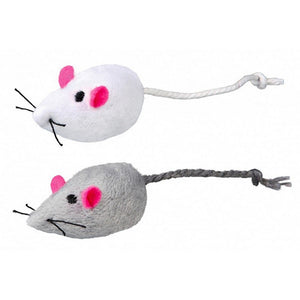 Trixie Mice Plush Cat Toy  (Pack of 2) (Gray/White) (One Size)
