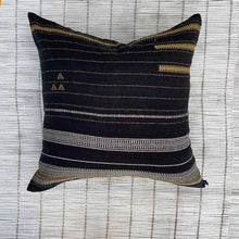 Load image into Gallery viewer, Bangle - 22&quot; Black Woven Artisan Loomed Square Throw Pillow