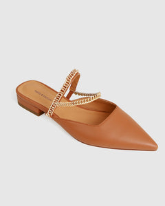 On The Go Leather Flat - Camel