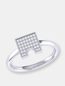 City Arches Square Diamond Ring In Sterling Silver