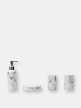 Load image into Gallery viewer, Marble Ceramic 4 Piece Bath Accessory Set, White