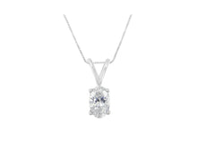 Load image into Gallery viewer, 10K White Gold Diamond Oval Pendant Necklace