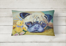 Load image into Gallery viewer, 12 in x 16 in  Outdoor Throw Pillow Pug Bunny Rabbit Canvas Fabric Decorative Pillow