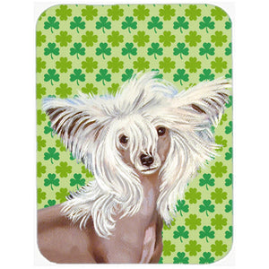 LH9212LCB 15 x 12 in. Chinese Crested St. Patricks Day Shamrock Portrait Glass Cutting Board - Large