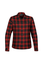 Load image into Gallery viewer, Stormtech Womens/Ladies Snap Front Long Sleeve Shirt (Jet Black/Red Plaid)