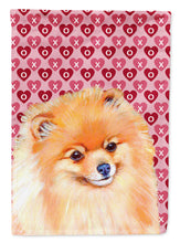 Load image into Gallery viewer, 11 x 15 1/2 in. Polyester Pomeranian Hearts Love and Valentine&#39;s Day Portrait Garden Flag 2-Sided 2-Ply
