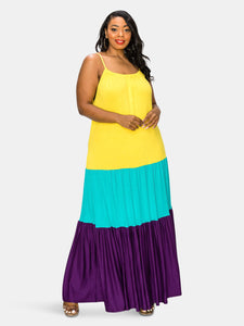 Colorblock Cami Neck Maxi Dress