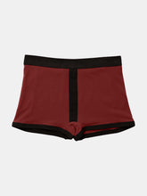 Load image into Gallery viewer, Women&#39;s Cotton Modal Boxer Brief - Black/Red Mahogany