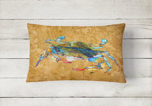 12 in x 16 in  Outdoor Throw Pillow Crab Blowing Bubbles Canvas Fabric Decorative Pillow