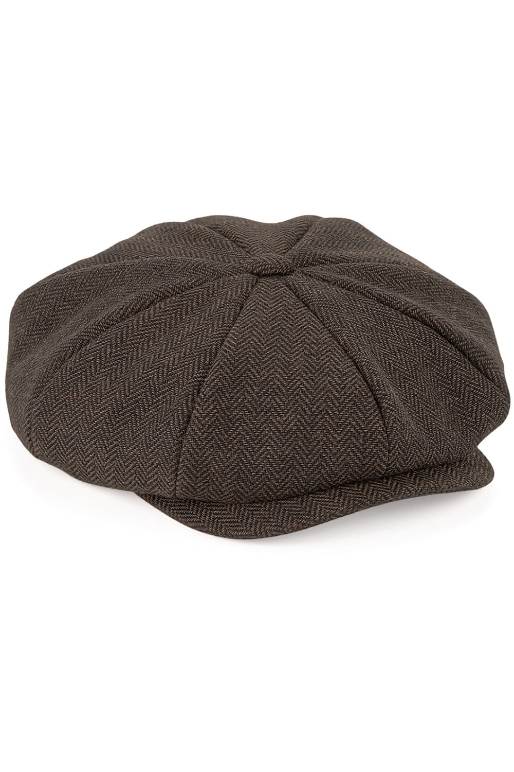 Unisex Adults Heritage Newsboy Cap - Brown Herringbone