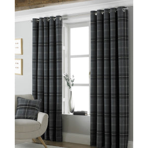 Riva Home Aviemore Checked Pattern Ringtop Curtains/Drapes (Gray) (46 x 54in (117 x 137cm))