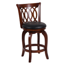 Load image into Gallery viewer, Canovia Dark Cherry Full Back Wood Frame Swivel Bar Stool with Faux Leather Seat