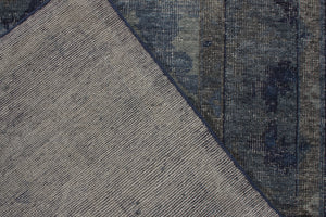 Rug & Kilim’s Distressed Transitional Style rug in Blue, Gray Medallion Pattern " 10'x14' "