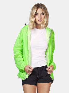 Max - Green Fluo Full Zip Packable Rain Jacket