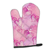 Load image into Gallery viewer, Watercolor Hot Pink Hearts Oven Mitt