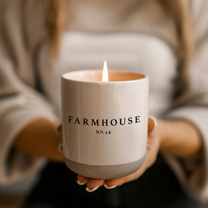 Farmhouse Soy Candle 12 oz - Cream Stoneware Jar