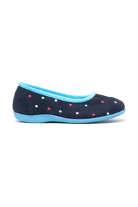 Womens/Ladies Isla Dotted Ballerina Memory Foam Slippers - Blue/Turquoise