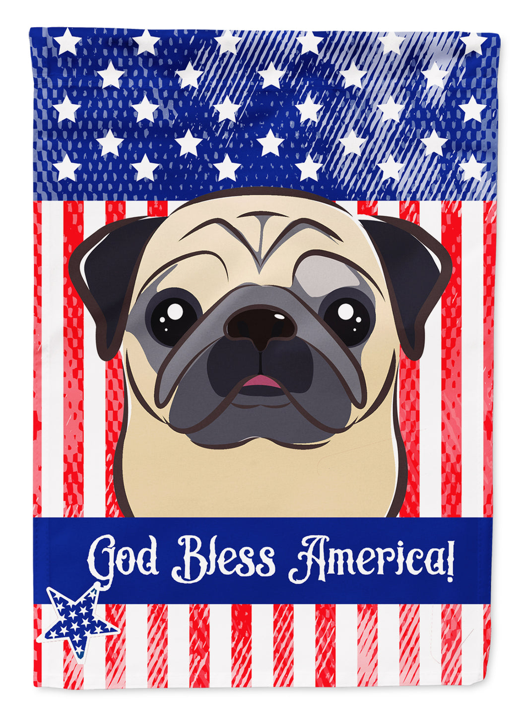 11 x 15 1/2 in. Polyester American Flag and Fawn Pug Garden Flag 2-Sided 2-Ply