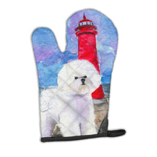 Load image into Gallery viewer, Lighthouse with Bichon Frise Oven Mitt