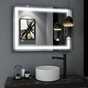 H Rectangle Frameless Anti-Fog LED Wall Bathroom Vanity Mirror