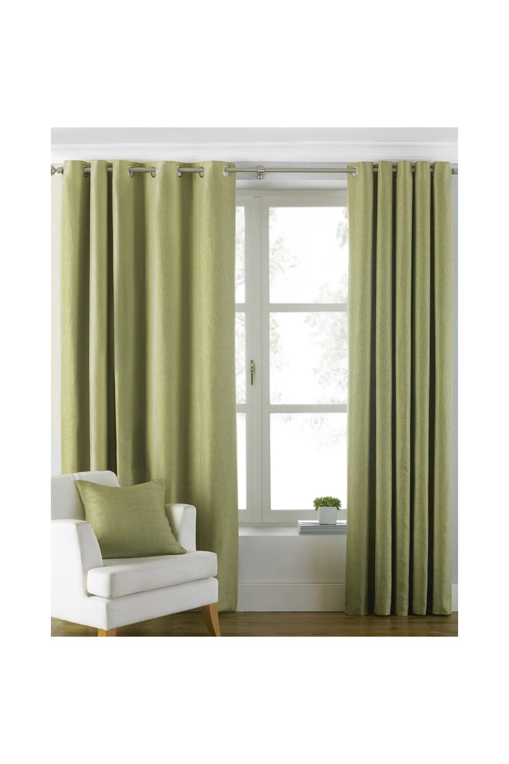 Riva Home Atlantic Eyelet Ringtop Curtains (Green) (46 x 72in)