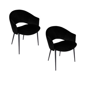 Puff Paste Harmony Black Upholstery Dining Chair With Conic Legs - Set Of 2
