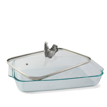 Load image into Gallery viewer, Rooster Lid with Pyrex 3 quart Baking Dish