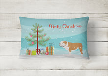 Load image into Gallery viewer, 12 in x 16 in  Outdoor Throw Pillow English Bulldog Merry Christmas Tree Canvas Fabric Decorative Pillow