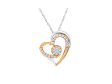 Load image into Gallery viewer, 10k Rose and White Gold Plated Sterling Silver 3/8 cttw Lab-Grown Diamond Heart Pendant Necklace