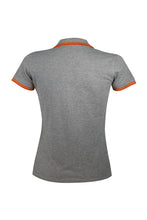 Load image into Gallery viewer, SOLS Womens/Ladies Pasadena Tipped Short Sleeve Pique Polo Shirt (Grey Marl/Orange)