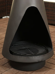 56" Chiminea Wood-Burning Fire Pit with Open Access Design and Poker