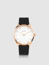 Load image into Gallery viewer, Lune 8 - Rose Gold and White - Black Leather