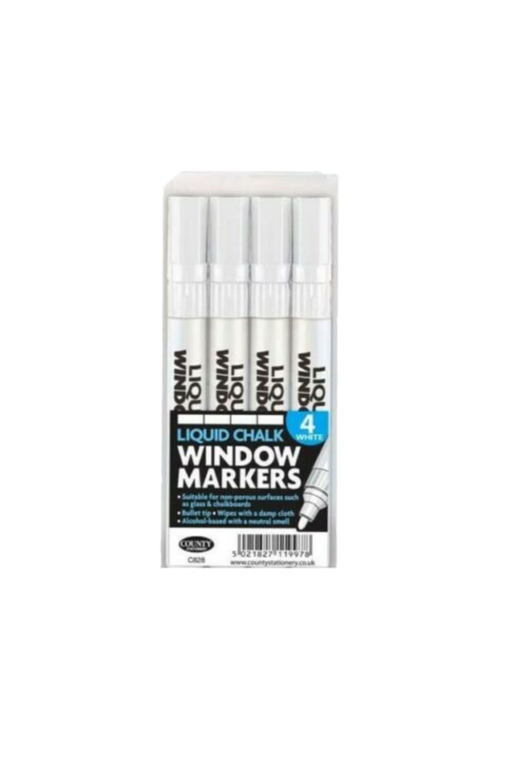 County Stationery Chalk Marker (Pack of 4) (White) (One Size)