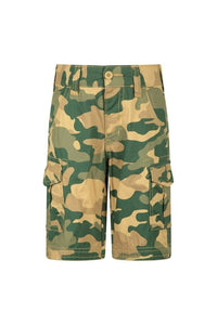 Childrens/Kids Camo Cargo Shorts - Light Beige/Green