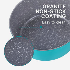 5 qt. Granite Aluminum Nonstick Stock Pot In Blue With Lid