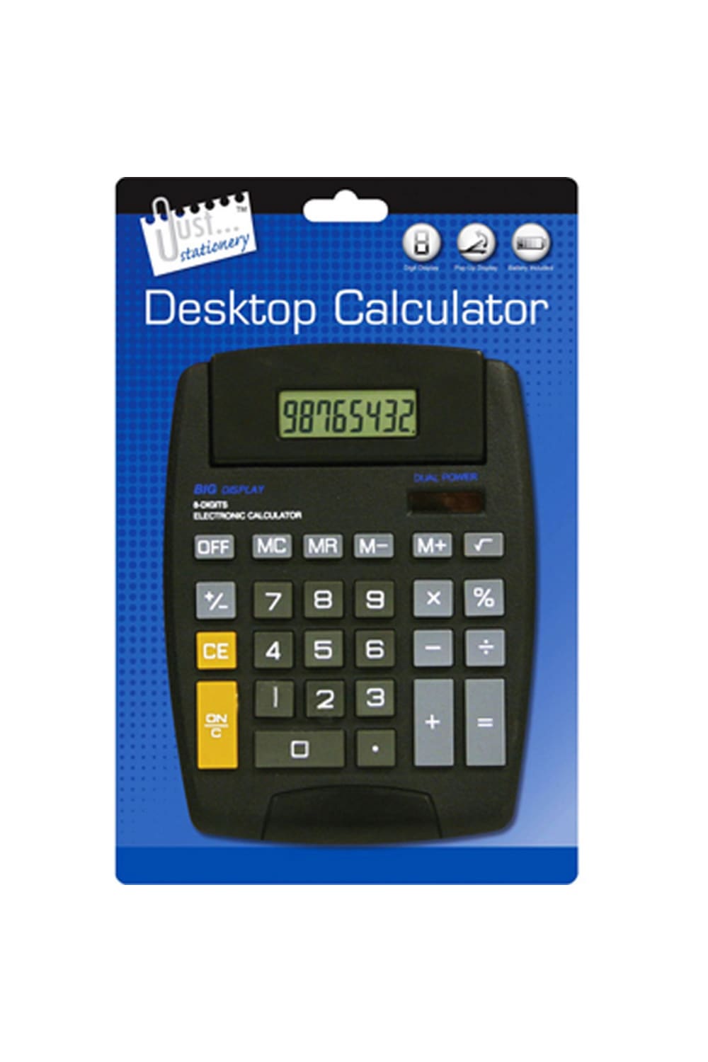 Just Stationery Pop Up Display Desk Calculator (Black) (One Size)