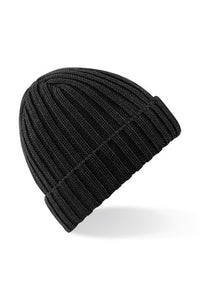 Beechfield Unisex Chunky Ribbed Winter Beanie Hat (Black)