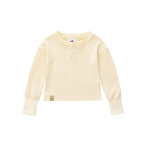 Kids Long Sleeve Henley | Cream OM544